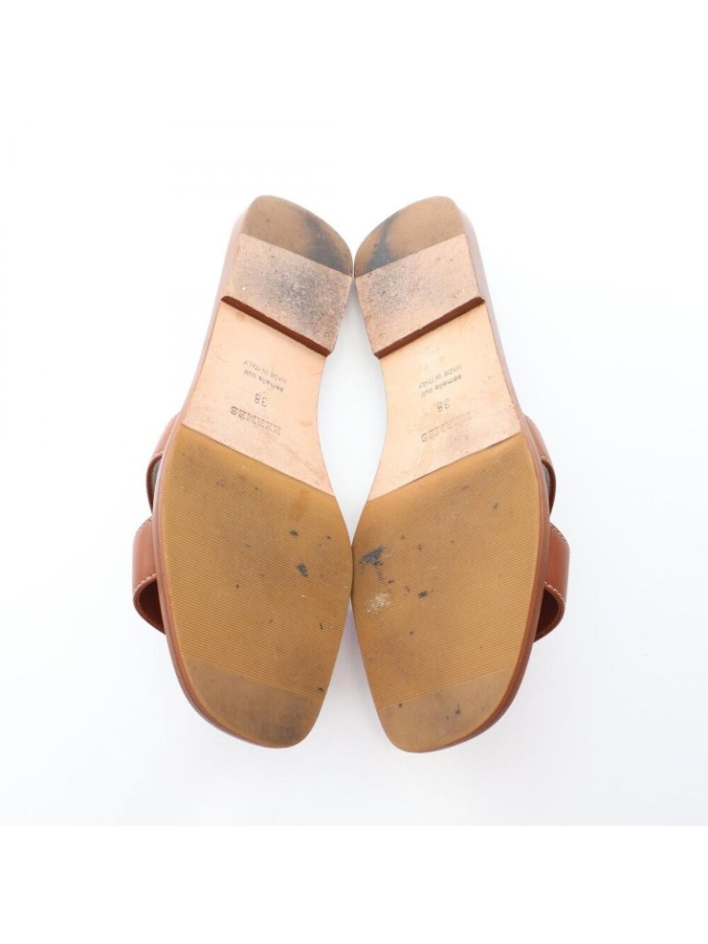 Hermes Mules Oran Gold Calf Sandals - Picture 4 of 11